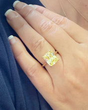 Load image into Gallery viewer, Fancy Yellow Radiant Cut Solitaire 11x9mm Simulated Diamonds Engagement Ring Four Prong Set Wedding Bridal Ring 14K Yellow Gold 5.00ct
