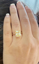 Load image into Gallery viewer, Fancy Yellow Radiant Cut Solitaire 11x9mm Simulated Diamonds Engagement Ring Four Prong Set Wedding Bridal Ring 14K Yellow Gold 5.00ct
