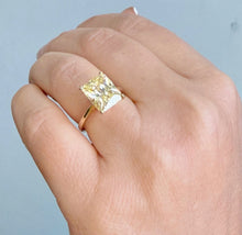 Load image into Gallery viewer, Fancy Yellow Radiant Cut Solitaire 11x9mm Simulated Diamonds Engagement Ring Four Prong Set Wedding Bridal Ring 14K Yellow Gold 5.00ct
