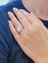 Load image into Gallery viewer, Round Cut Simulated Diamonds Engagement Ring Halo Style Wedding Ring Twisted Braided Style Shank Bridal Ring 14K Solid White Gold 1.70ctw
