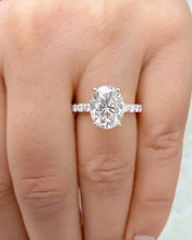 Load image into Gallery viewer, Oval Cut IGI Certified Diamond And Round Cut Sides Engagement Ring Hidden Halo Wedding Ring 14k Solid Yellow Gold 4.00ct F-VS2
