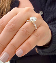 Load image into Gallery viewer, Oval Cut IGI Certified Diamond And Round Cut Sides Engagement Ring Hidden Halo Wedding Ring 14k Solid Yellow Gold 4.00ct F-VS2
