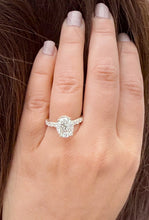 Load image into Gallery viewer, Oval Cut IGI Certified Diamond And Round Cut Sides Engagement Ring Hidden Halo Wedding Ring 14k Solid Yellow Gold 4.00ct F-VS2
