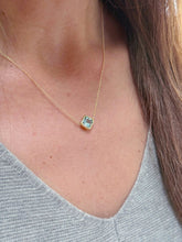 Load image into Gallery viewer, Square Cut Natural Aquamarine Bezel Set Solitaire Necklace And Chain Pendant Wedding Gift Dainty Minimalist 14k Solid Yellow Gold 2.00ct
