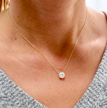 Load image into Gallery viewer, Round Cut IGI Certified Diamond Pendant And Chain Solitaire Minimalist Style 14k Solid Yellow Gold Necklace And Chain Wedding Gift 2.00
