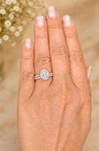 Load image into Gallery viewer, Oval Shape and Round Cut Sides Moissanites Engagement Ring And Matching Band Halo Wedding Set Lady's Bridal Set 14K Solid Rose Gold 2.00ctw
