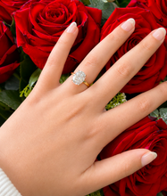 Load image into Gallery viewer, Oval Shape Simulated Diamonds Engagement Ring Solitaire Set Wedding Ring Four Prong Setting 5.00ct Bridal Ring Set In 14K Solid Yellow Gold
