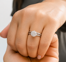Load image into Gallery viewer, Solitaire Round Cut Simulated Diamonds Engagement Ring And Band Six Prong Set 7.0mm Wedding Ring Set 14K Solid White Gold Bridal Set 1.20ct
