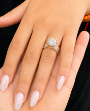 Load image into Gallery viewer, Cushion Cut And Round Cut Sides Diamond Engagement Ring IGI Certified 14k Solid Yellow Gold Hidden Halo Wedding Ring Bridal Ring 4.50 G-VS2
