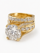 Load image into Gallery viewer, Round Shape Moissanites Engagement Ring Hidden Halo Design Wedding Ring And Matching Band 14K Solid Heavy Yellow Gold Bridal Ring 7.50ctw
