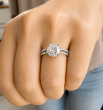 Load image into Gallery viewer, Round Cut Diamond Engagement Ring And Matching Band IGI Certified Wedding Set 14k Solid White Gold Women's Bridal Set Ring For Her 3.50ctw
