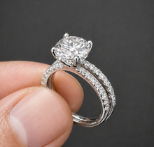 Load image into Gallery viewer, Round Cut Diamond Engagement Ring And Matching Band Inner Halo IGI Certified Wedding Set 14k White Gold Women's Bridal Set 2.10ctw
