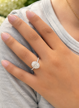 Load image into Gallery viewer, Elongated Oval Shape 11x8mm And Round Cut Moissanite Engagement Ring Halo Wedding Ring 14K Solid White Gold Propose Ring 4.50ctw

