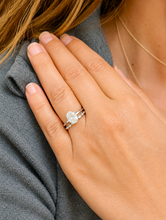 Load image into Gallery viewer, Oval Cut Moissanite And Round Cut Sides Engagement Ring And Band Set Solitaire Bridal Ring Set 14K Solid White Gold Wedding Ring Set 3.15ctw
