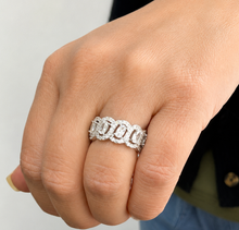 Load image into Gallery viewer, Oval And Round Cut Eternity Band 9.0mm Solid Sterling Silver .925 Anniversary Wedding Band Engagement Ring 3.50ctw Simulated Diamonds Band
