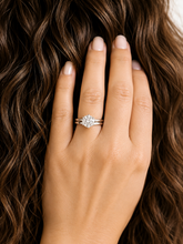 Load image into Gallery viewer, Solitaire Round Cut Simulated Diamonds Engagement Ring And Band Six Prong Set 7.0mm Wedding Ring Set 14K Solid White Gold Bridal Set 1.20ct
