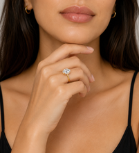 Load image into Gallery viewer, Oval Shape And Round Cut Moissanite Engagement Ring Halo Wedding Ring Prong Set Bridal Ring 14K Yellow Gold Propose Ring For Her 4.15ct
