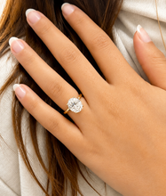 Load image into Gallery viewer, Oval Shape Simulated Diamonds Engagement Ring Solitaire Set Wedding Ring Four Prong Setting 5.00ct Bridal Ring Set In 14K Solid Yellow Gold
