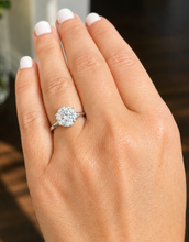Load image into Gallery viewer, Crown Setting Style Solitaire Round Cut Simulated Diamond Engagement Ring Split Shank Wedding Ring 14K Solid White Gold Bridal Ring 3.00ct
