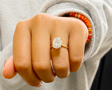 Load image into Gallery viewer, Oval Shape Simulated Diamonds Engagement Ring Solitaire Set Wedding Ring Four Prong Setting 5.00ct Bridal Ring Set In 14K Solid Yellow Gold
