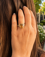 Load image into Gallery viewer, Oval Shape Natural Yellow Citrine Engagement Ring Halo Ring Wedding Anniversary Ring Large 14K Solid yellow Gold Right Hand Ring 6.00ctw
