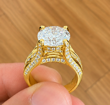 Load image into Gallery viewer, IGI Certified Round Shape Center Diamond Engagement Ring Inner Halo Style 14k Solid And Heavy White Gold Women's Wedding Ring 6.50ctw
