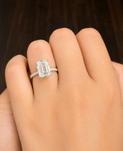 Load image into Gallery viewer, Emerald Cut Center And Round Cut Moissanites Engagement Ring Set In 14K Solid White Gold Wedding Bridal Ring Set 2.30ctw
