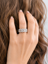Load image into Gallery viewer, Oval And Round Cut Eternity Band 9.0mm Solid Sterling Silver .925 Anniversary Wedding Band Engagement Ring 3.50ctw Simulated Diamonds Band
