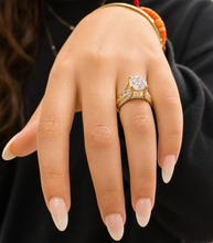 Load image into Gallery viewer, Cushion Cut And Round Cut Sides Diamond Engagement Ring IGI Certified 14k Solid Yellow Gold Hidden Halo Wedding Ring Bridal Ring 4.50 G-VS2
