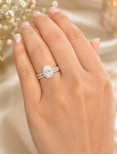 Load image into Gallery viewer, Oval Shape and Round Cut Sides Moissanites Engagement Ring And Matching Band Halo Wedding Set Lady's Bridal Set 14K Solid Rose Gold 2.00ctw
