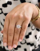 Load image into Gallery viewer, Round Cut Moissanite Engagement Ring Solitaire Bridal Ring Crown Prongs Filigree Style Shank Wedding ring Solitaire 14k White Gold 3.10ct
