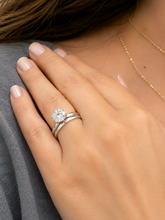 Load image into Gallery viewer, Solitaire Round Cut Simulated Diamonds Engagement Ring And Band Six Prong Set 7.0mm Wedding Ring Set 14K Solid White Gold Bridal Set 1.20ct
