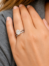 Load image into Gallery viewer, Oval Cut Moissanite And Round Cut Sides Engagement Ring And Band Set Solitaire Bridal Ring Set 14K Solid White Gold Wedding Ring Set 3.15ctw
