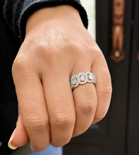 Load image into Gallery viewer, Oval And Round Cut Eternity Band 9.0mm Solid Sterling Silver .925 Anniversary Wedding Band Engagement Ring 3.50ctw Simulated Diamonds Band
