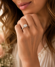 Load image into Gallery viewer, Round Cut Moissanite Engagement Ring Solitaire Bridal Ring Crown Prongs Filigree Style Shank Wedding ring Solitaire 14k White Gold 3.10ct
