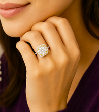 Load image into Gallery viewer, Cushion Cut And Round Cut Moissanite Engagement Ring Set Double Halo Wedding Bridal Set 14K Solid White and Yellow Gold 6.50ctw

