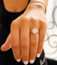 Load image into Gallery viewer, Crown Setting Style Solitaire Round Cut Simulated Diamond Engagement Ring Split Shank Wedding Ring 14K Solid White Gold Bridal Ring 3.00ct
