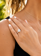 Load image into Gallery viewer, Crown Setting Style Solitaire Round Cut Simulated Diamond Engagement Ring Split Shank Wedding Ring 14K Solid White Gold Bridal Ring 3.00ct
