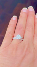 Load and play video in Gallery viewer, Round Cut Moissanites Engagement Ring And Matching Band Set Solitaire Style Wedding Bridal Set 14K Solid White Gold 2.20ctw
