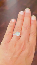 Load and play video in Gallery viewer, Round Cut Moissanite Engagement Ring Solitaire Bridal Ring Crown Prongs Filigree Style Shank Wedding ring Solitaire 14k White Gold 3.10ct
