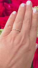Load and play video in Gallery viewer, Round Cut Simulated Diamonds Half Eternity Band Engagement Band Filigree 14K Solid Yellow Gold Wedding Band Bridal Anniversary Band 0.15ctw
