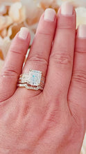 Load and play video in Gallery viewer, Radiant Cut And Round Cut Diamond Sides Engagement Ring And Matching Band IGI Certified 14k Solid Yellow Gold Wedding Set 5.20ctw G-VS2
