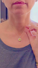 Load and play video in Gallery viewer, Round Cut Natural Yellow Citrine And Simulated Diamonds Dangling Earrings Double Halo Style Pendant And Chain Necklace 14K White Gold 2.50ct
