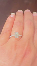 Load and play video in Gallery viewer, Emerald Cut Moissanite Center And Baguettes Cut Sides Engagement Ring Prong Set Style In 14k White or Yellow Gold Bridal Wedding Ring 2.30ct
