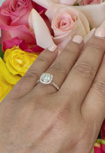 Load and play video in Gallery viewer, 14k Solid Rose Gold Cushion Cut and Round Cut Natural Diamond Engagement Ring Halo Bridal Prong Set 1.60ctw
