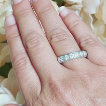 Load and play video in Gallery viewer, 14K Solid White Gold Three Sided Eternity Natural Diamond Band Wedding Anniversary 4.00ctw
