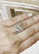 Load and play video in Gallery viewer, Unique Design 14K Solid And Heavy White Gold Princess Cut Simulated Diamonds Engagement Ring Bezel Antique Style Filigree 1.00ct
