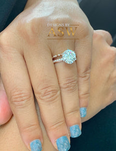 4.50ct women's round cut forever one moissanite and natural diamond engagement ring and band bridal wedding set in solid 14k rose gold