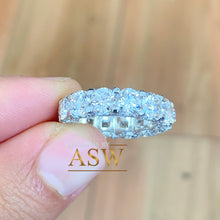 Load image into Gallery viewer, 14K Solid White Gold Round Cut Moissanite Eternity Band Three sided Deco, Bridal, Wedding, 5.50mm 7.00ct
