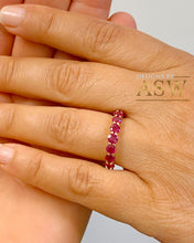 Load image into Gallery viewer, 14K Solid Yellow Gold Round Cut Natural Ruby Eternity band Prong Set Band 4.00ctw
